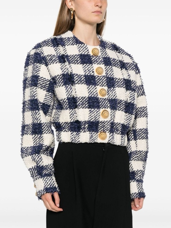 Balmain Jackets & Blazers - Balmain Navy and White Tweed Jacket with Branded Tag